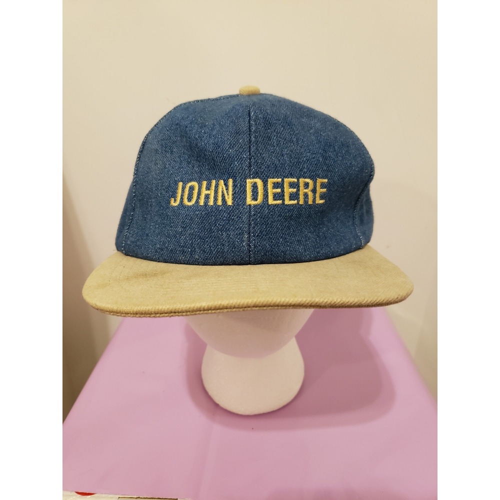 Vintage John Deere K-Products Denim‎ Snapback Trucker Hat Cap Embroidered